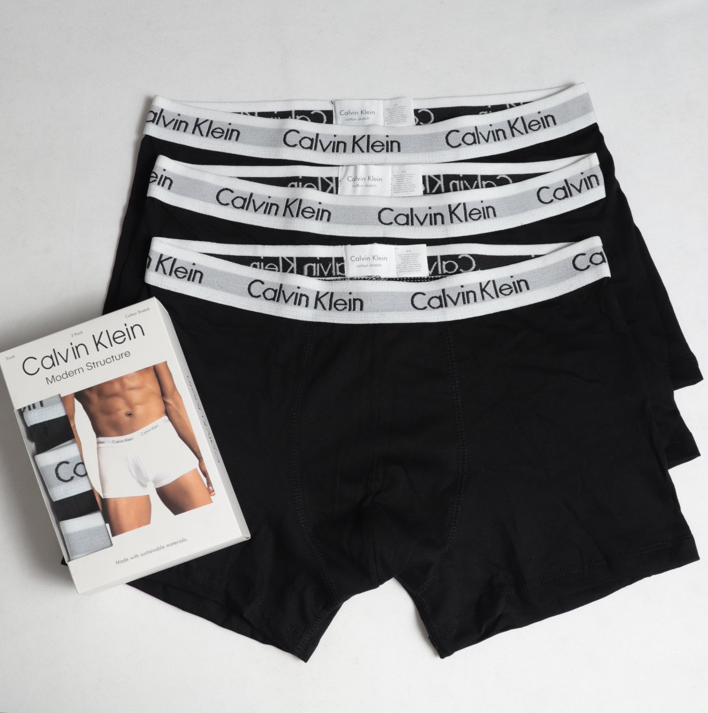 BB004-CLKLN ALL BLACK PACK OF 3 BOXER BRIEFS