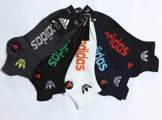 SKS053-ADS TREFOIL ANKLE LOGO PACK OF 5 PREMIUM ANKLE SOCKS